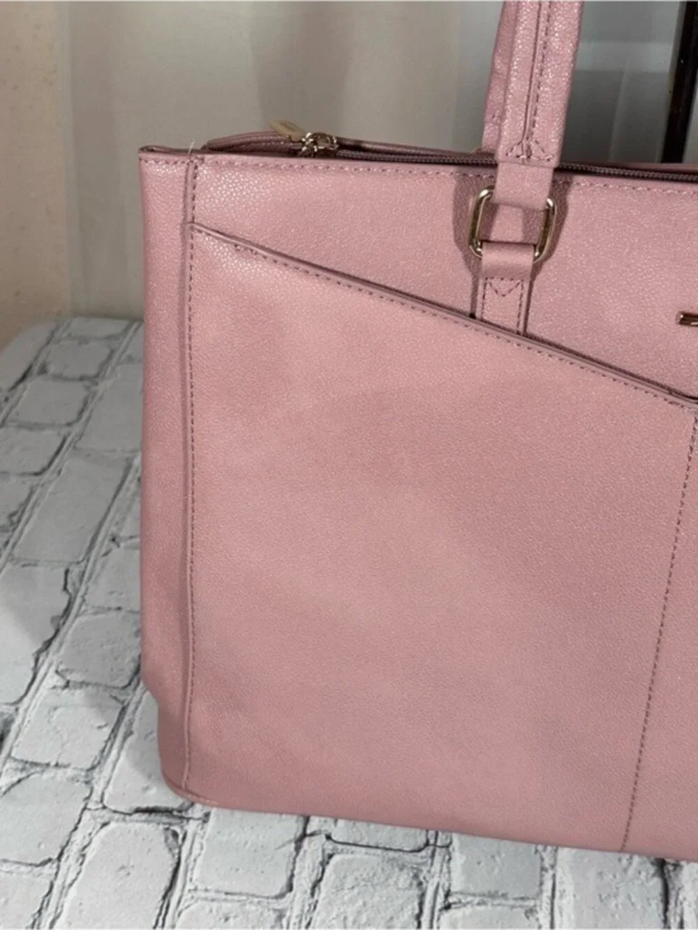LOVEVOOK Laptop Tote Bag for Women 15.6 Inch Waterproof Leather Briefcase Mauve